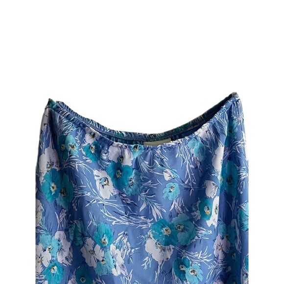 Appleseed’s Blue Floral Print Skirt Size 14 Elastic Waist Vintage Lined - Picture 2 of 7